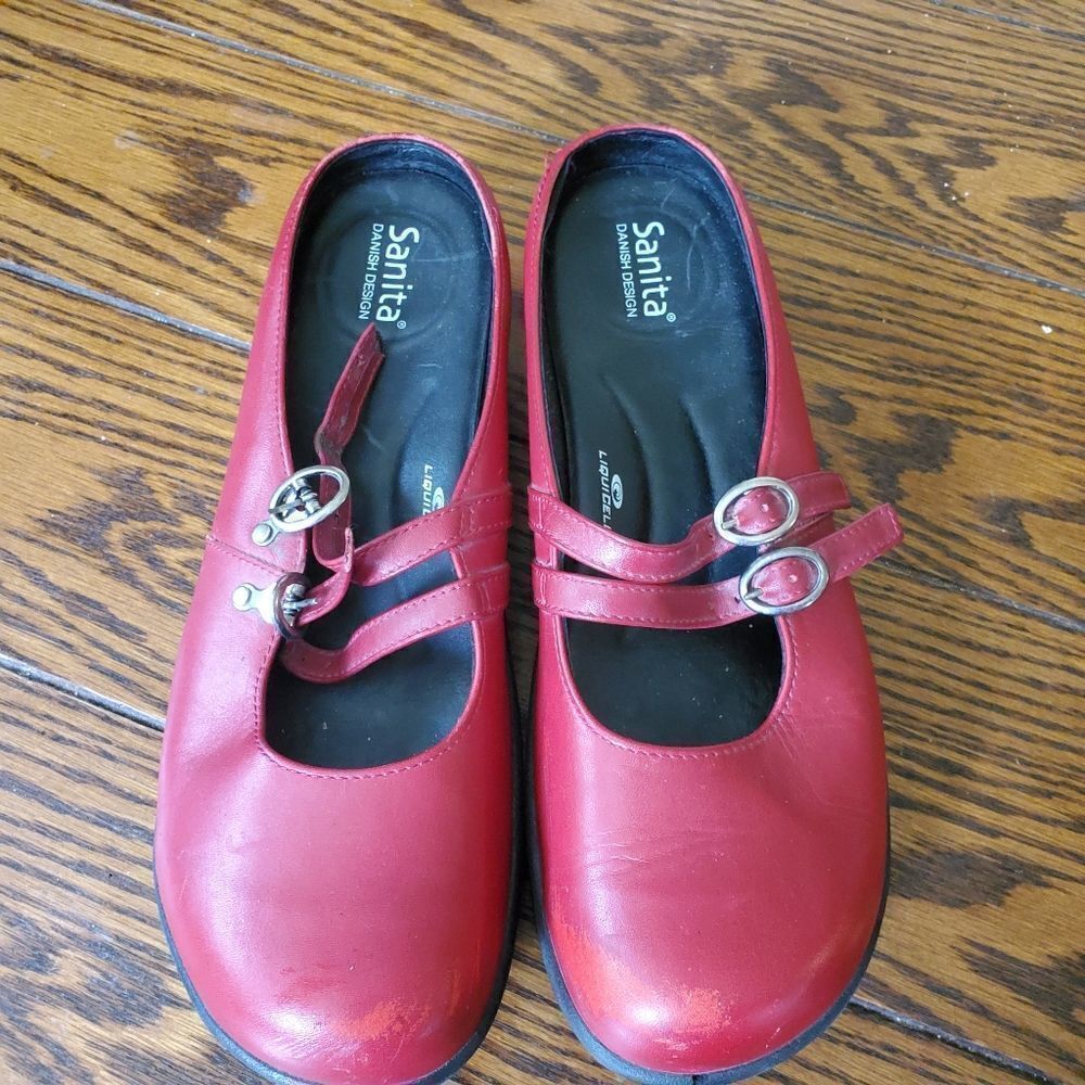 Sanita red Mary  Jane slip on shoes sz 42